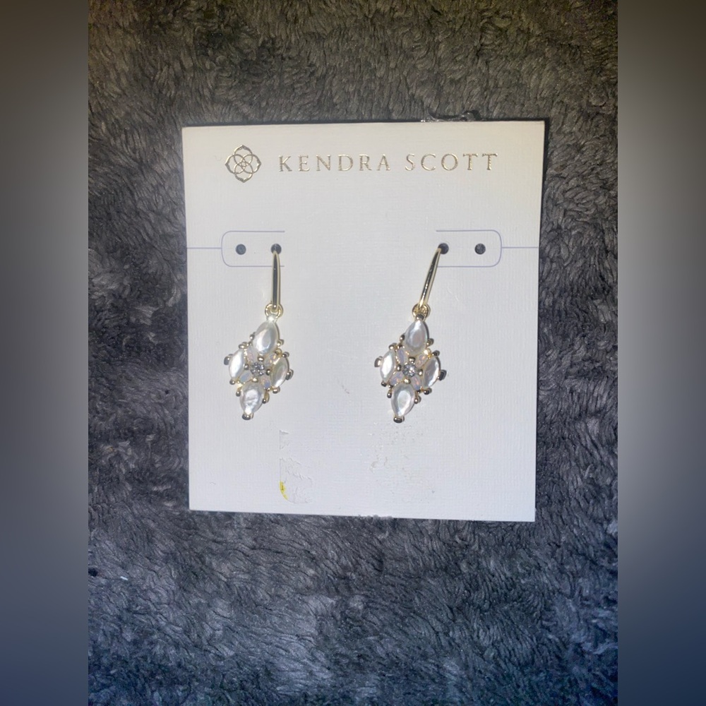 BNWT Kendra Scott Gold Abbie Crystal Drop Earrings in Neutral Mix $85
